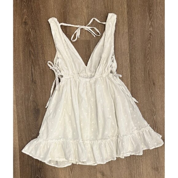 Stitch & Pine White Lace-up Babydoll Top Size Small - Picture 2 of 5
